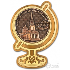 Магнит из бересты Ижевск Свято-Александро-Невский собор глобус золото 